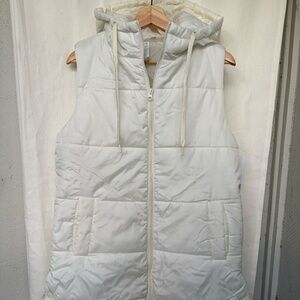 Z by Zella long hooded puffer vest - white - small
